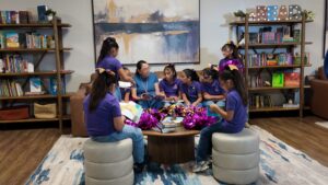 Buckner students reading in new book nook
